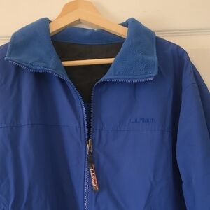L.L. Bean Men's Royal Blue Jacket L Full Zip Warm Lining Zip Pockets On Front
